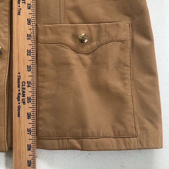 Vintage St. John Sport By Marie Gray 100% Leather Jacket Camel Size Medium EUC - Picture 12 of 16